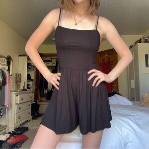 h&m black square neck short romper